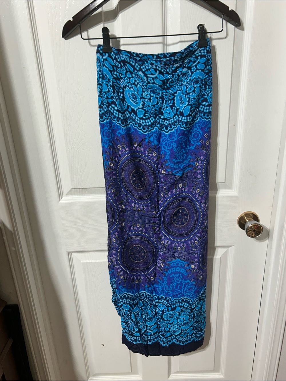 Blue & Purple Printed Midi Wrap Around Skirt - Women - Picture 3 of 4